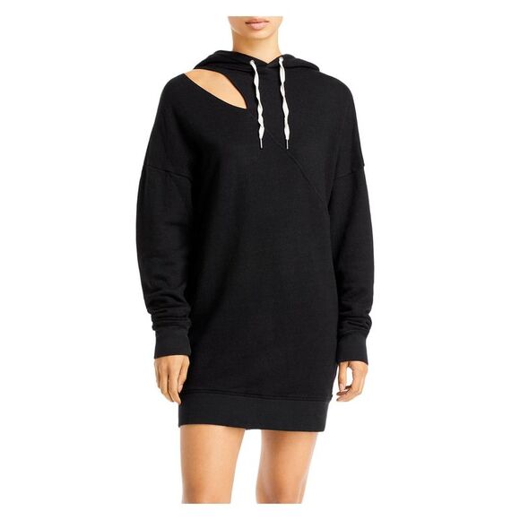 N: PHILANTHROPY Womens Hood Drop Shoulders Long Sleeve Short Sweatshirt Dress - Picture 1 of 3